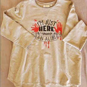 Women's Long Sleeve Graphic Sweatshirt - Here for Alibi